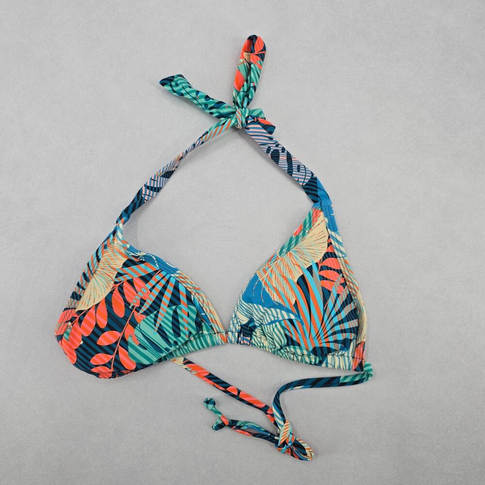 Sun & Sea Green Tropical Padded Tie Swim‎ Sports Bra Beach Bikini Top M Medium